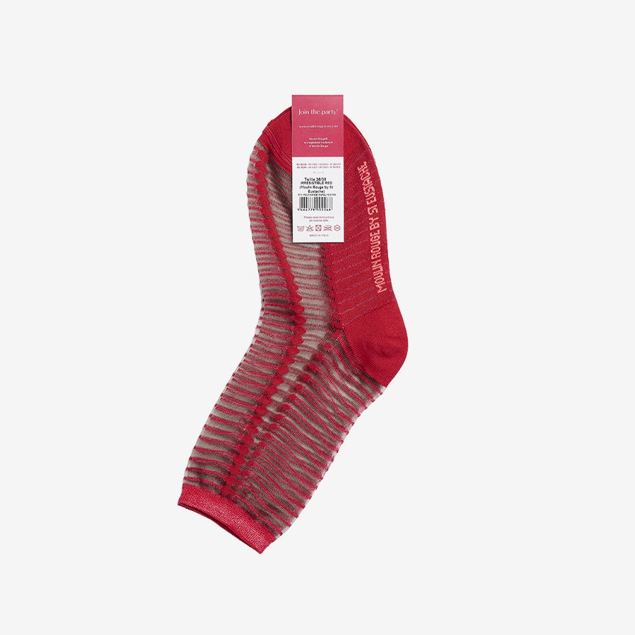 Dos des chaussettes rouge et transparente Irrésistible de l'Atelier St Eustache