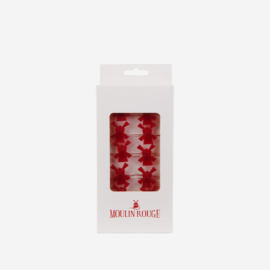 Packaging blanc de la guirlande rouge lumineuse du Moulin Rouge