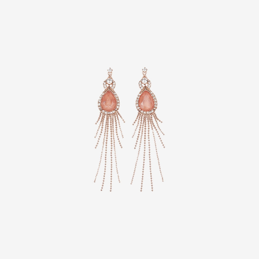 Boucles d'oreilles pendantes en or plaqué rose de la collection rose Bloom