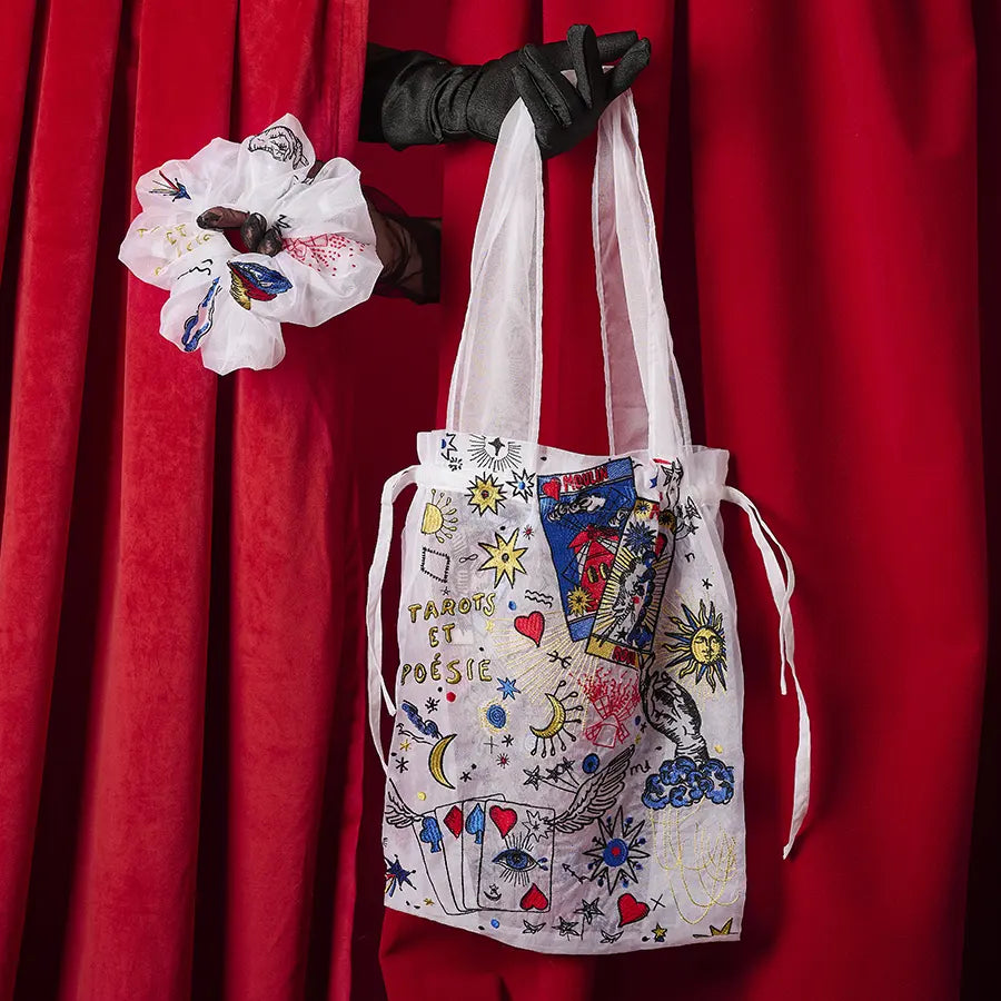 Moulin Rouge x Brigitte Tanaka Embroidered Organza Ribbon Tote Bag