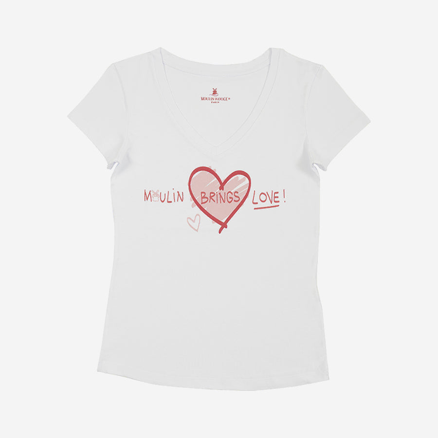 T shirt col V Moulin Brings Love Moulin Rouge